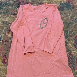 Big Girls light Pink Initial "O" Ruffle Pajama Nightgown Size 10-12